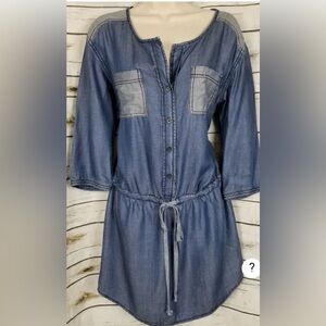 Michael Stars Blue Chambray
Button Shirt Dress Drawstring Womens
Size Large